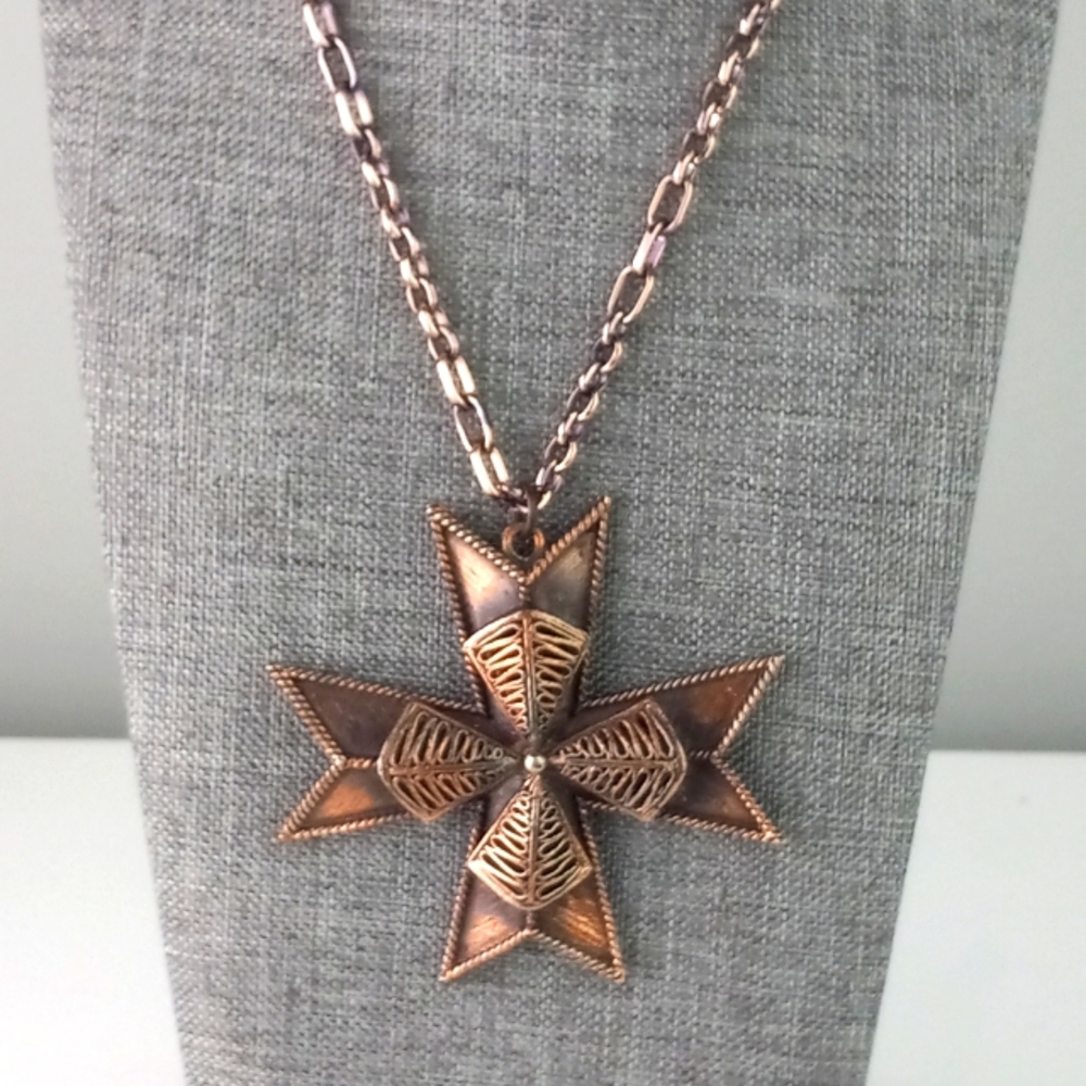 Big Chunky Maltese  Cross Necklace